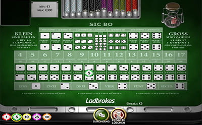Das neuere und spannende Casino Spiel Sic Bo ist bei Ladbrokes mit dabei